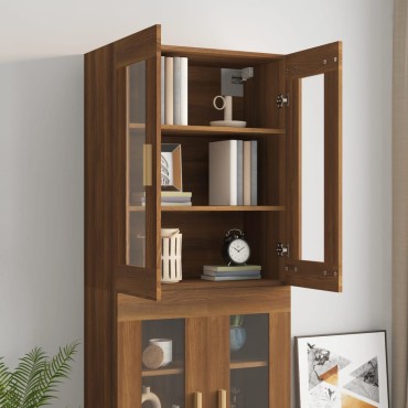 vidaXL Κρεμαστό Ντουλάπι Τοίχου Καφέ Δρυς 69,5x34x90cm Επεξ. Ξύλο 1 τεμ.