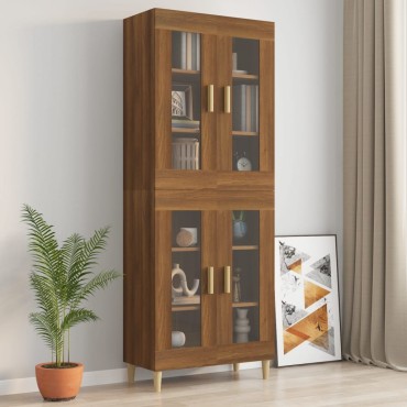 vidaXL Κρεμαστό Ντουλάπι Τοίχου Καφέ Δρυς 69,5x34x90cm Επεξ. Ξύλο 1 τεμ.