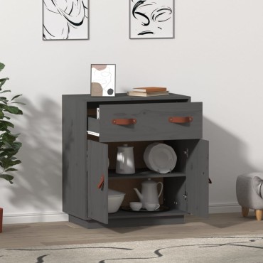 vidaXL Μπουφές Γκρι 65,5x40x75cm από Μασίφ Ξύλο Πεύκου 1 τεμ.