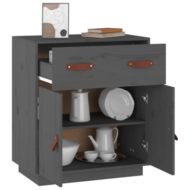 vidaXL Μπουφές Γκρι 65,5x40x75cm από Μασίφ Ξύλο Πεύκου 1 τεμ.
