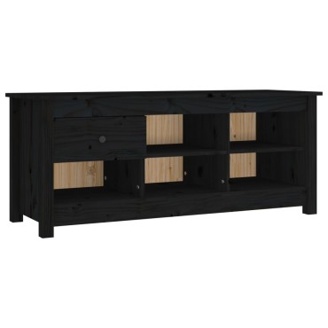 vidaXL Παπουτσοθήκη Μαύρη 110x38x45,5cm από Μασίφ Ξύλο Πεύκου