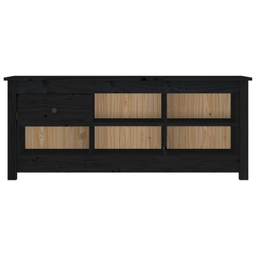 vidaXL Παπουτσοθήκη Μαύρη 110x38x45,5cm από Μασίφ Ξύλο Πεύκου