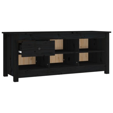 vidaXL Παπουτσοθήκη Μαύρη 110x38x45,5cm από Μασίφ Ξύλο Πεύκου