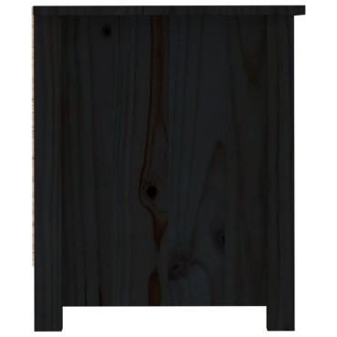 vidaXL Παπουτσοθήκη Μαύρη 110x38x45,5cm από Μασίφ Ξύλο Πεύκου