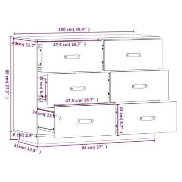 vidaXL Ντουλάπι 100x40x75cm από Μασίφ Ξύλο Πεύκου 1 τεμ.