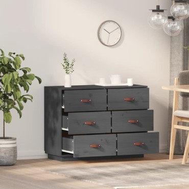 vidaXL Συρταριέρα Γκρι 100x40x75cm από Μασίφ Ξύλο Πεύκου 1 τεμ.