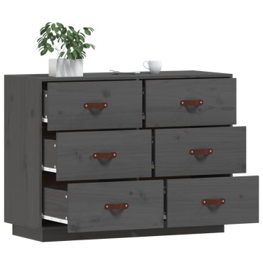 vidaXL Συρταριέρα Γκρι 100x40x75cm από Μασίφ Ξύλο Πεύκου 1 τεμ.