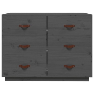 vidaXL Συρταριέρα Γκρι 100x40x75cm από Μασίφ Ξύλο Πεύκου 1 τεμ.