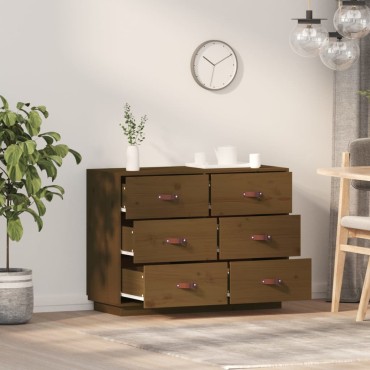 vidaXL Ντουλάπι Καφέ Μελί 100x4x75cm από Μασίφ Ξύλο Πεύκου 1 τεμ.