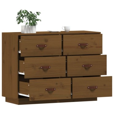 vidaXL Ντουλάπι Καφέ Μελί 100x4x75cm από Μασίφ Ξύλο Πεύκου 1 τεμ.