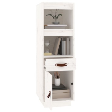 vidaXL Ντουλάπι Ψηλό Λευκό 34x40x108,5cm από Μασίφ Ξύλο Πεύκου 1 τεμ.