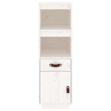 vidaXL Ντουλάπι Ψηλό Λευκό 34x40x108,5cm από Μασίφ Ξύλο Πεύκου 1 τεμ.