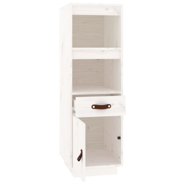 vidaXL Ντουλάπι Ψηλό Λευκό 34x40x108,5cm από Μασίφ Ξύλο Πεύκου 1 τεμ.