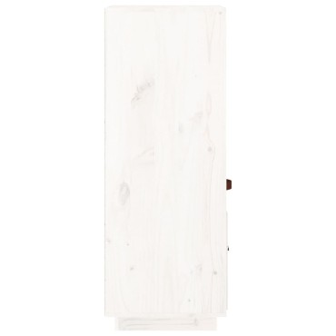 vidaXL Ντουλάπι Ψηλό Λευκό 34x40x108,5cm από Μασίφ Ξύλο Πεύκου 1 τεμ.