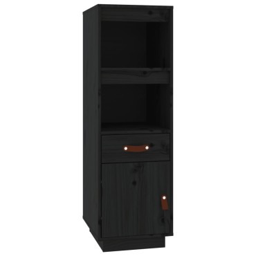 vidaXL Ντουλάπι Ψηλό Μαύρο 34x40x108,5cm από Μασίφ Ξύλο Πεύκου 1 τεμ.
