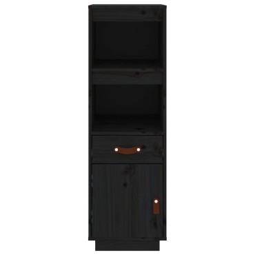 vidaXL Ντουλάπι Ψηλό Μαύρο 34x40x108,5cm από Μασίφ Ξύλο Πεύκου 1 τεμ.