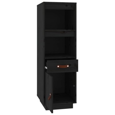 vidaXL Ντουλάπι Ψηλό Μαύρο 34x40x108,5cm από Μασίφ Ξύλο Πεύκου 1 τεμ.
