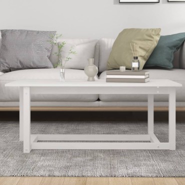 vidaXL Τραπεζάκι Σαλονιού Λευκό 110x55x45cm από Μασίφ Ξύλο Πεύκου 1 τεμ.