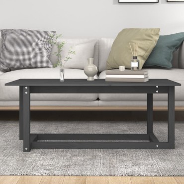 vidaXL Τραπεζάκι Σαλονιού Γκρι 110x55x45cm από Μασίφ Ξύλο Πεύκου 1 τεμ.