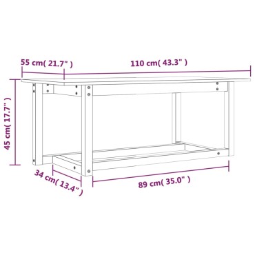 vidaXL Τραπεζάκι Σαλονιού Καφέ Μελί 110x55x45cm Μασίφ Ξύλο Πεύκου 1 τεμ.