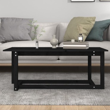 vidaXL Τραπεζάκι Σαλονιού Μαύρο 110x55x45cm από Μασίφ Ξύλο Πεύκου 1 τεμ.
