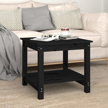 vidaXL Τραπεζάκι Σαλονιού Μαύρο 50x50x45cm από Μασίφ Ξύλο Πεύκου 1 τεμ.