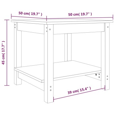 vidaXL Τραπεζάκι Σαλονιού Μαύρο 50x50x45cm από Μασίφ Ξύλο Πεύκου 1 τεμ.