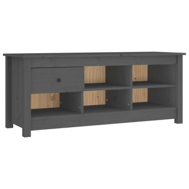 vidaXL Παπουτσοθήκη Γκρί 110x38x45,5cm από Μασίφ Ξύλο Πεύκου