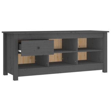 vidaXL Παπουτσοθήκη Γκρί 110x38x45,5cm από Μασίφ Ξύλο Πεύκου
