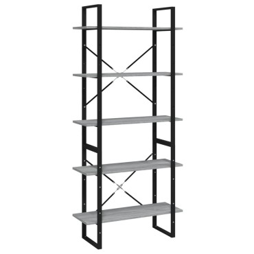 vidaXL Βιβλιοθήκη με 5 Ράφια Γκρι Sonoma 80x30x175cm Επεξεργ. Ξύλο 1 τεμ.