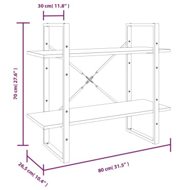 vidaXL Βιβλιοθήκη με 5 Ράφια Γκρι Sonoma 80x30x175cm Επεξεργ. Ξύλο 1 τεμ.