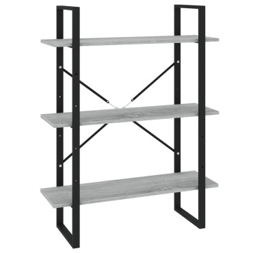 vidaXL Βιβλιοθήκη με 5 Ράφια Γκρι Sonoma 80x30x175cm Επεξεργ. Ξύλο 1 τεμ.