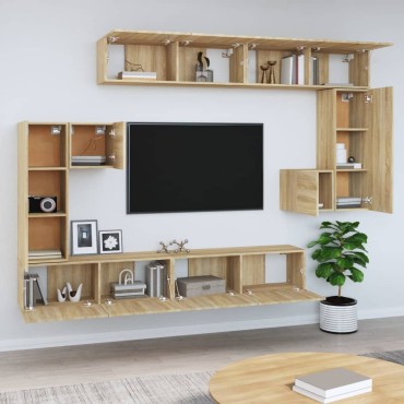 vidaXL Έπιπλο Τηλεόρασης Επιτοίχιο Sonoma δρυς από Επεξεργασμένο Ξύλο 100x30x30cm