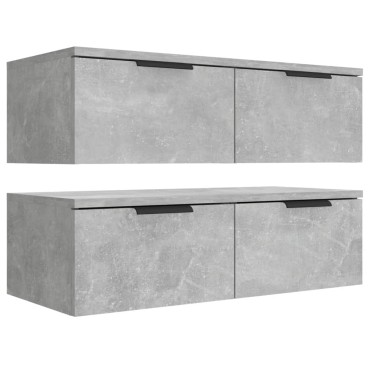 vidaXL Ντουλάπια Τοίχου 2 τεμ. Γκρι Σκυρ. 68x30x20cm Επεξ. Ξύλο