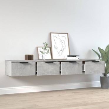 vidaXL Ντουλάπια Τοίχου 2 τεμ. Γκρι Σκυρ. 68x30x20cm Επεξ. Ξύλο