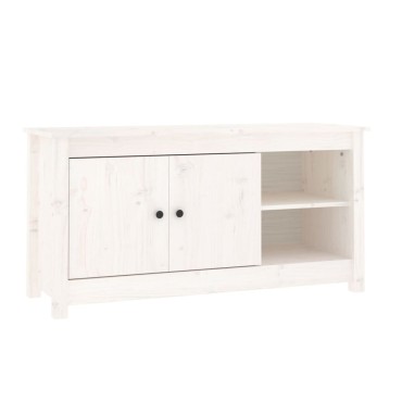 vidaXL Έπιπλο Τηλεόρασης Λευκό 103x36,5x52cm από Μασίφ Ξύλο Πεύκου