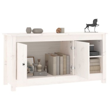 vidaXL Έπιπλο Τηλεόρασης Λευκό 103x36,5x52cm από Μασίφ Ξύλο Πεύκου