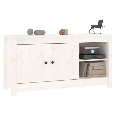 vidaXL Έπιπλο Τηλεόρασης Λευκό 103x36,5x52cm από Μασίφ Ξύλο Πεύκου