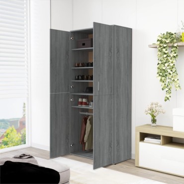 vidaXL Παπουτσοθήκη Γκρι Sonoma 80x39x178cm από Επεξεργασμένο Ξύλο