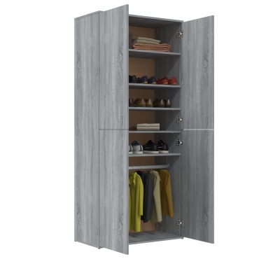 vidaXL Παπουτσοθήκη Γκρι Sonoma 80x39x178cm από Επεξεργασμένο Ξύλο