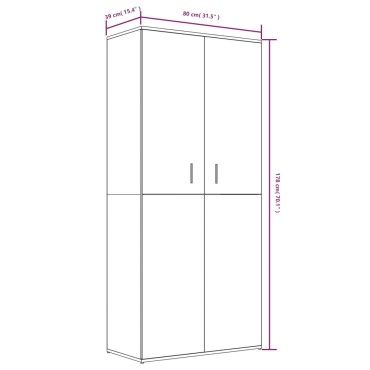 vidaXL Παπουτσοθήκη Γκρι Sonoma 80x39x178cm από Επεξεργασμένο Ξύλο