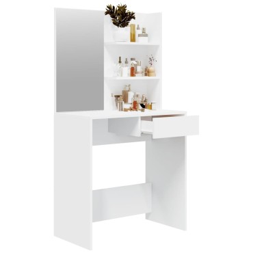 vidaXL Μπουντουάρ με Καθρέφτη Λευκό 74,5x40x141cm