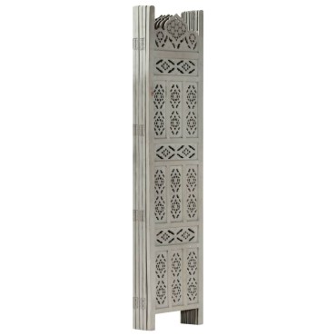 vidaXL Παραβάν Σκαλιστό στο Χέρι 5 Πάνελ Γκρι 200x165cm Ξύλο Μάνγκο 1 τεμ.