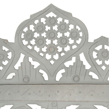 vidaXL Παραβάν Σκαλιστό στο Χέρι 5 Πάνελ Γκρι 200x165cm Ξύλο Μάνγκο 1 τεμ.