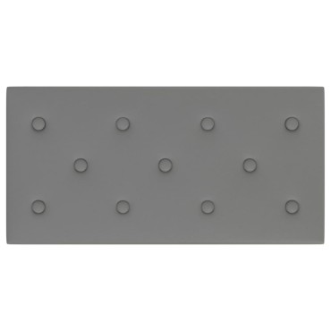 vidaXL Πάνελ Τοίχου 12 τεμ. Γκρι 60 x 30 εκ. 2,16 μ² Συνθετικό Δέρμα