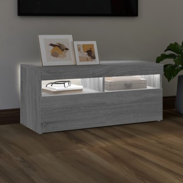 vidaXL Έπιπλο Τηλεόρασης με LED Γκρι Sonoma 90x35x40cm