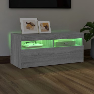 vidaXL Έπιπλο Τηλεόρασης με LED Γκρι Sonoma 90x35x40cm