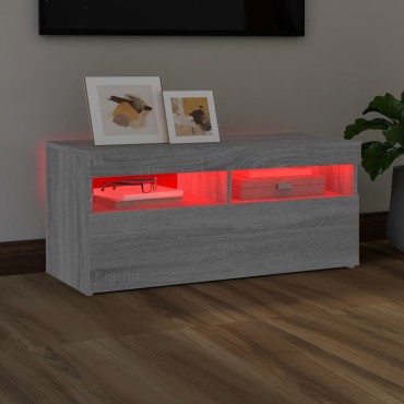 vidaXL Έπιπλο Τηλεόρασης με LED Γκρι Sonoma 90x35x40cm