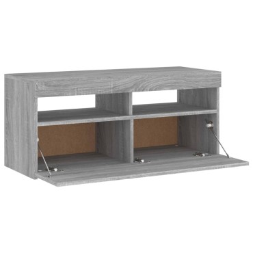 vidaXL Έπιπλο Τηλεόρασης με LED Γκρι Sonoma 90x35x40cm