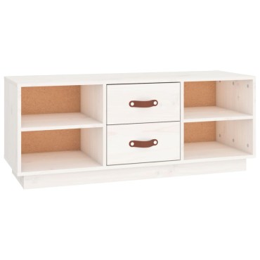 vidaXL Έπιπλο Τηλεόρασης Λευκό 100x34x40cm από Μασίφ Ξύλο Πεύκου